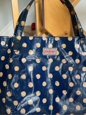 Cath Kidston Navy Tote with Cream Polka Dots